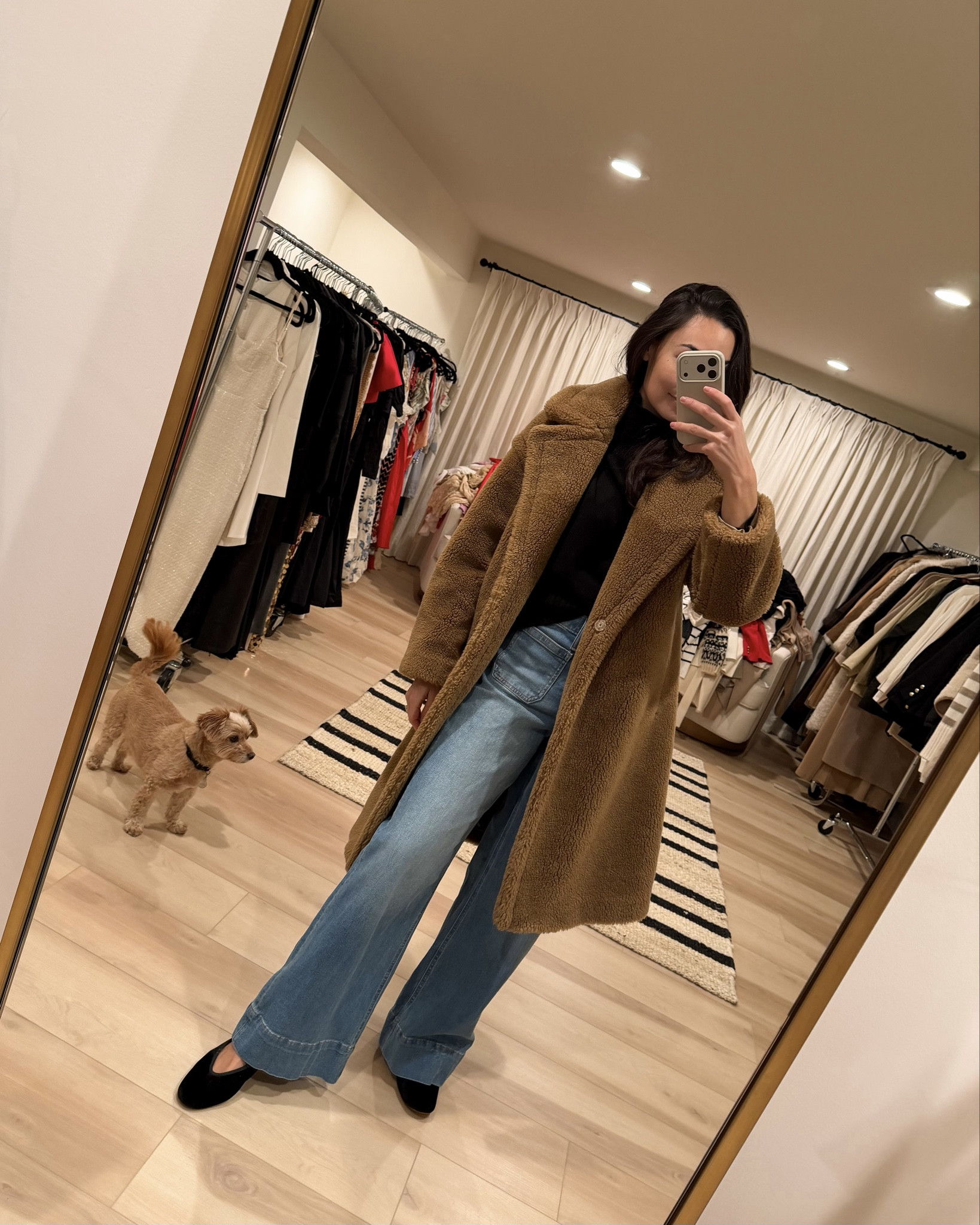 Teddy coat, wide leg jeans, easy everyday outfit, neutral style. 

#LTKSeasonal #LTKootd