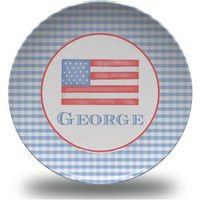 Personalized Blue Gingham American Flag Patriotic Dinner Plate - 4Th Of July Memorial Day Summer Preppy | Etsy (US)