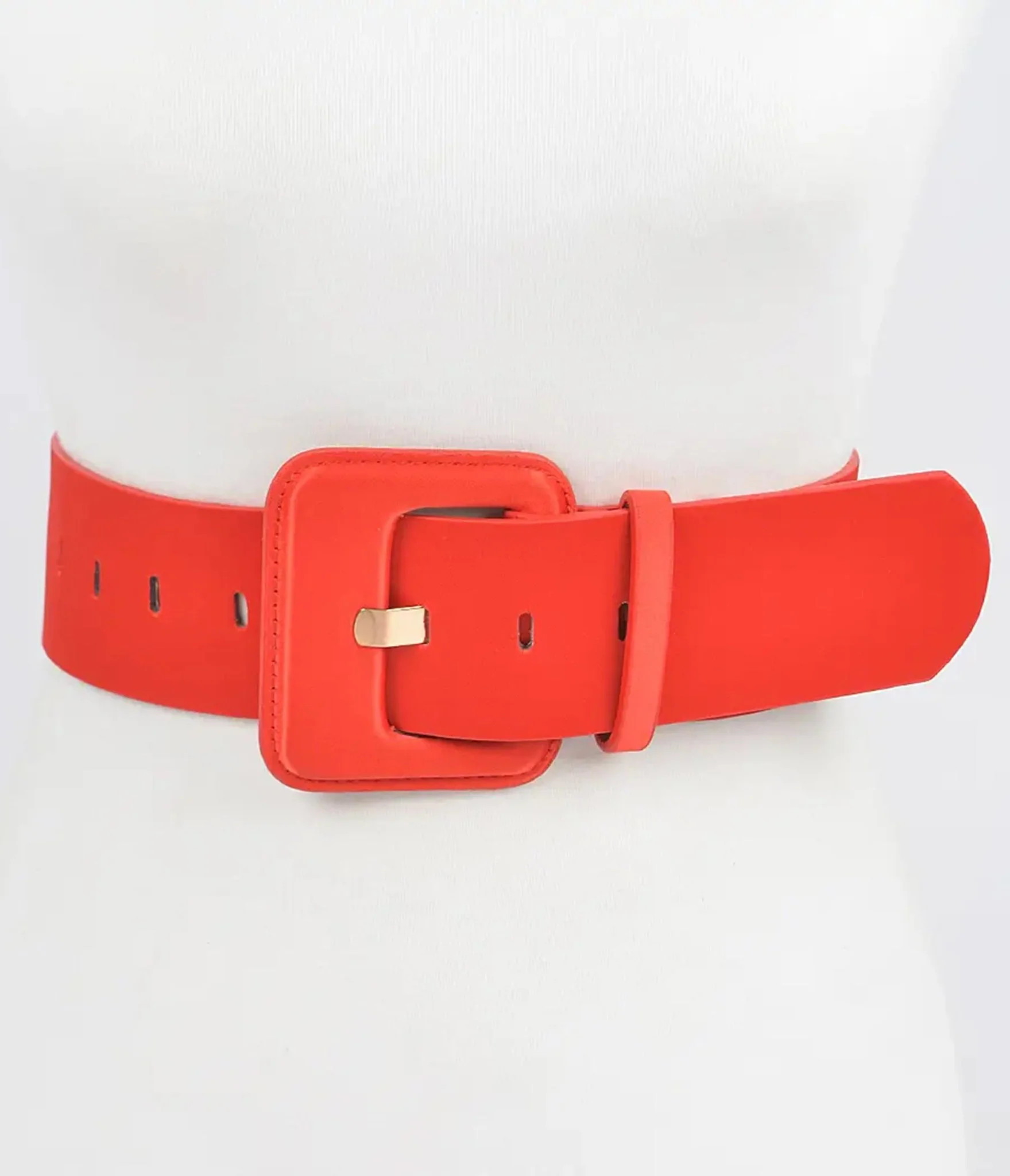 Red Faux Suede Wide Belt | Unique Vintage - North America
