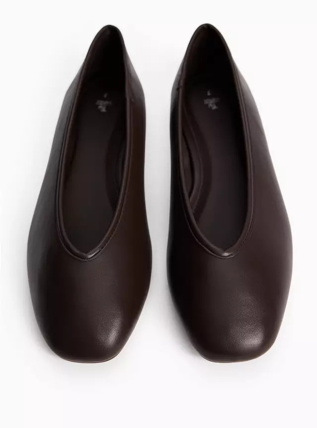 Brown High Vamp Ballerina Shoes 4 | Tu Clothing