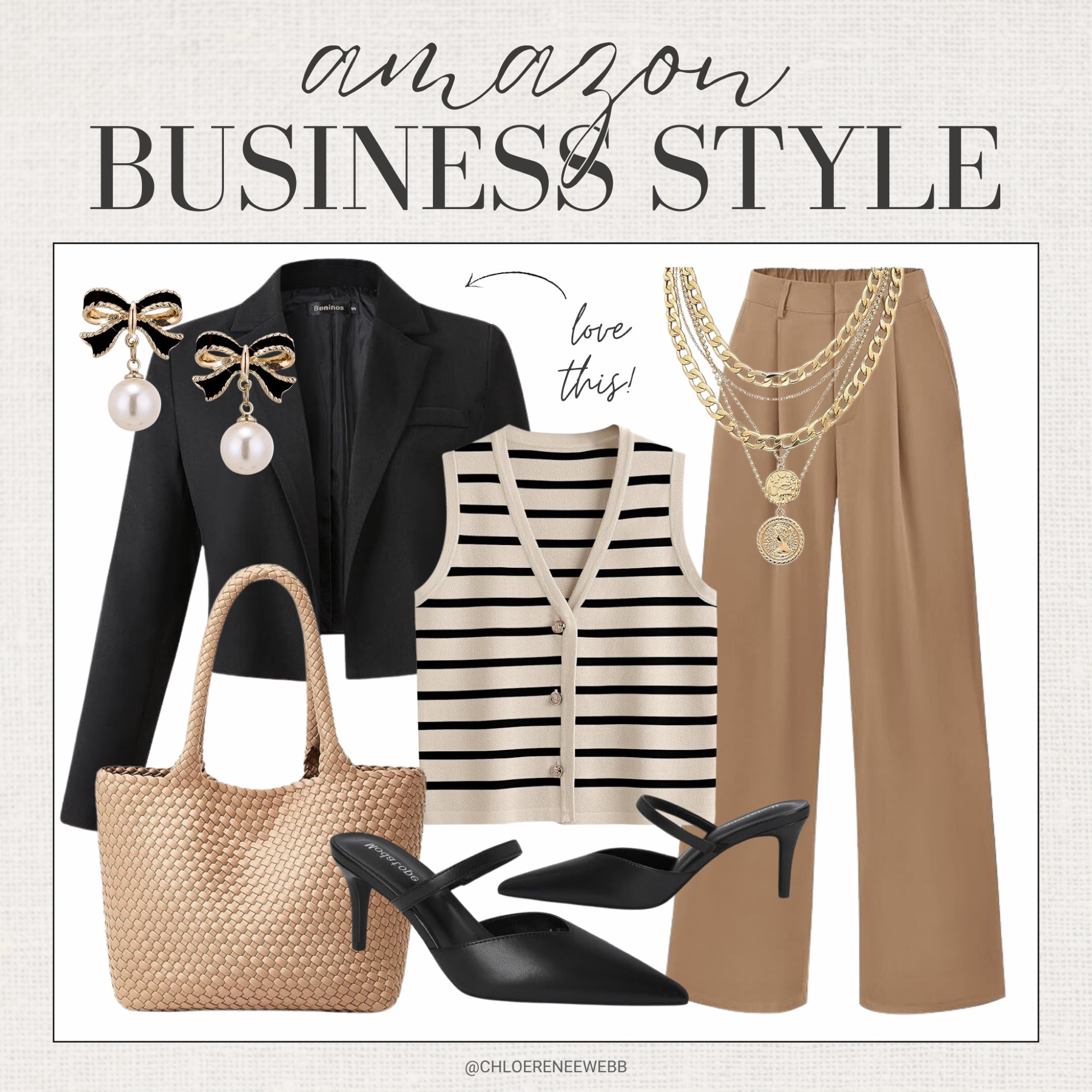 business casual outfit, Amazon fashion, trendy business casual, wide leg trousers Amazon, striped sweater vest, cropped blazer Amazon, Amazon business attire, business casual look, Amazon outfit ideas, wide leg pants fashion, striped vest outfit, cropped blazer trend, Amazon workwear, stylish business casual, Amazon fashion finds, office outfit ideas, business casual trends, Amazon fashion haul, work outfit inspiration, business casual blazer