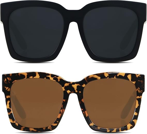 ANDWOOD Oversized Sunglasses for Women Big Large Square Wide Frame Shades Retro Trendy Fashion UV... | Amazon (US)