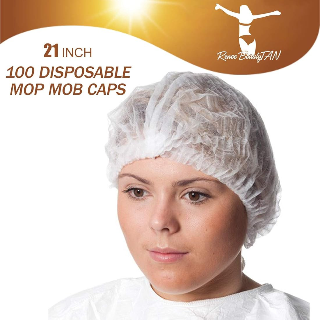 100 Disposable Mop Mob Bouffant Caps 21inch Clipped Hair Head Cover Net for Salon or Spray Tan | Amazon (US)