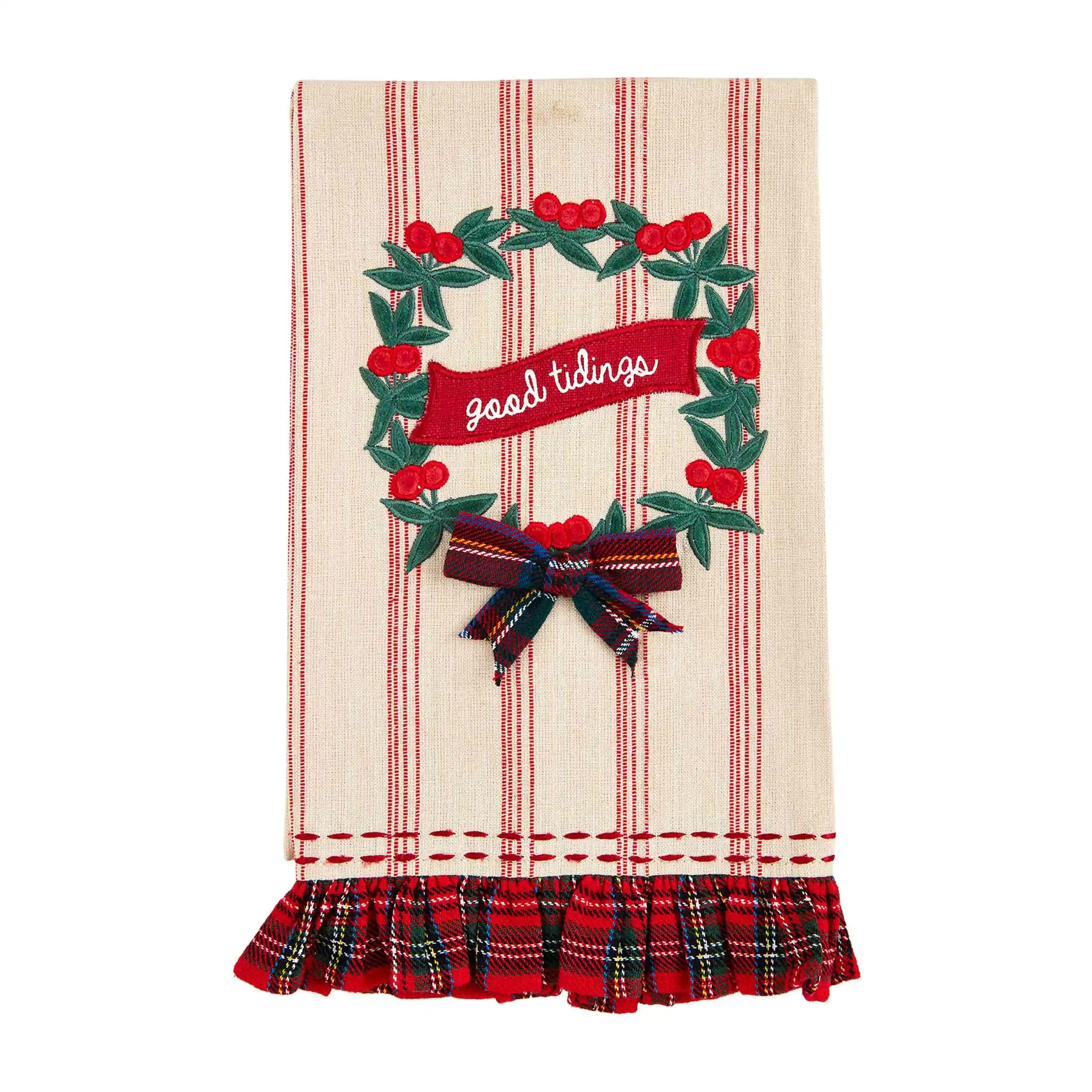 Christmas wreath applique towel | Mud Pie (US)