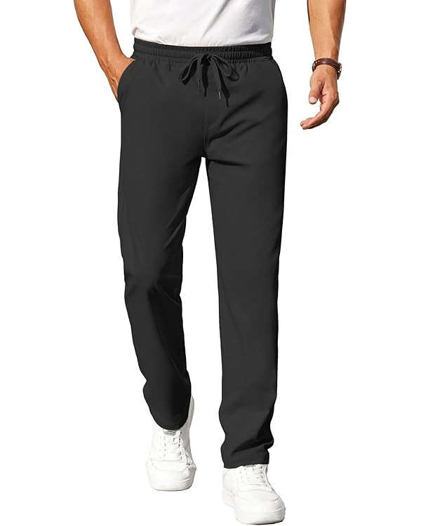 COOFANDY Mens Casual Pants Elastic Waist Chino Pants Lightweight Drawstring Pants with Pockets | Amazon (US)