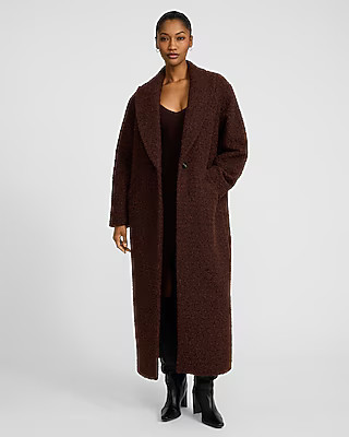 Boucle Single Button Maxi Coat | Express