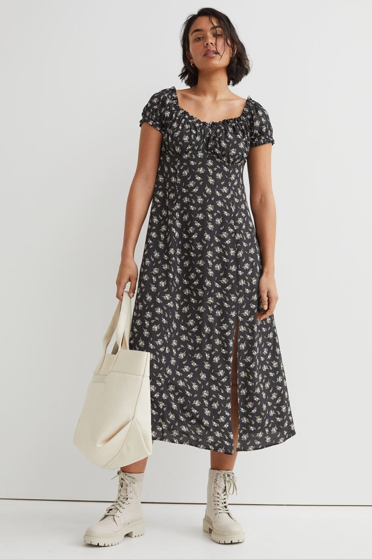 Geblümtes Kleid mit Puffärmeln | H&M (DE, AT, CH, NL, FI)