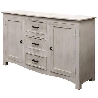 StyleCraft Distressed White Wash with Black Iron Hardware 2-Door and 3-Drawer Sideboard | The Home Depot
