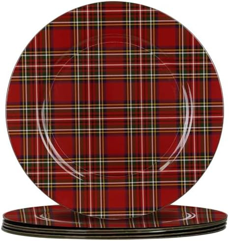 MAONAME 13" Red Charger Plates Set of 6, Plastic Charger for Dinner Plates, Christmas Plate Charg... | Amazon (US)