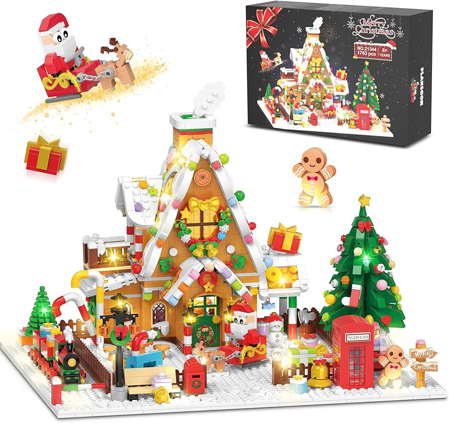 Christmas Gingerbread House Mini Building Set with LED Light, 1763 PCS Christmas House Courtyard ... | Amazon (US)