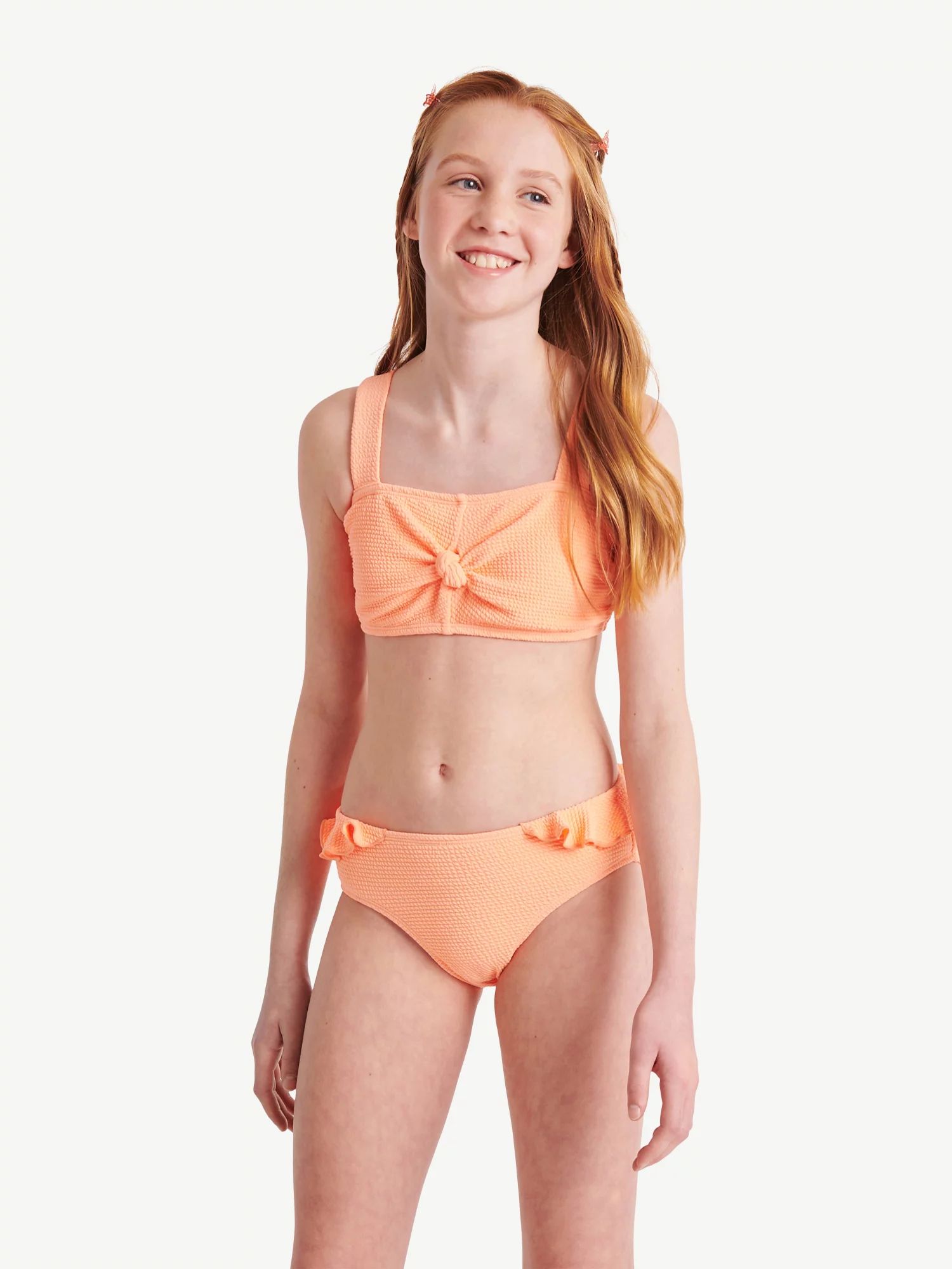 Justice Girls Beach Texture Bikini Swimsuit, Sizes 5-18 | Walmart (US)