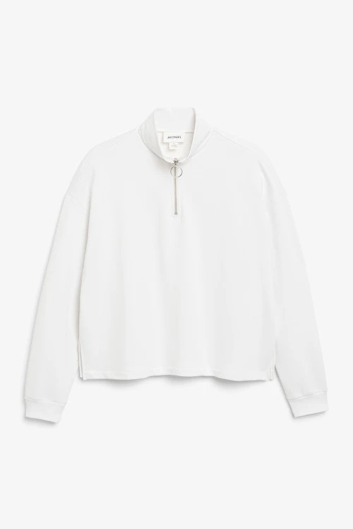 Weißes Sweatshirt mit hohem Kragen | Monki (DE)