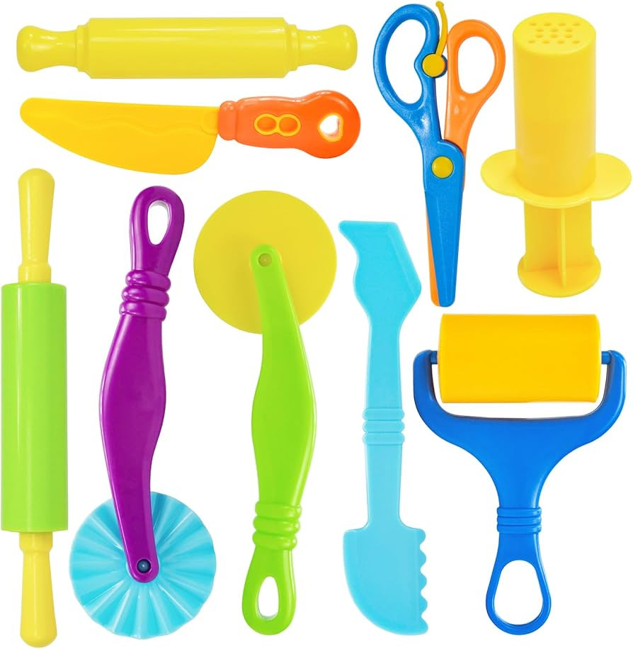 Dough Tool Set, 9 Pcs Dough Tools Sets for Kids Ages 4-8, Dough Accessories Includes Cutters Roll... | Amazon (US)