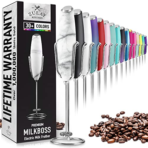 PRO MILK FROTHER WAND - ULTRA HIGH SPEED HANDHELD FROTHER - UPGRADED STAND - Powerful Handheld Mixer with Infinite Uses - Super Instant Electric Foam Maker with Stainless Steel Whisk (Marble) | Amazon (US)