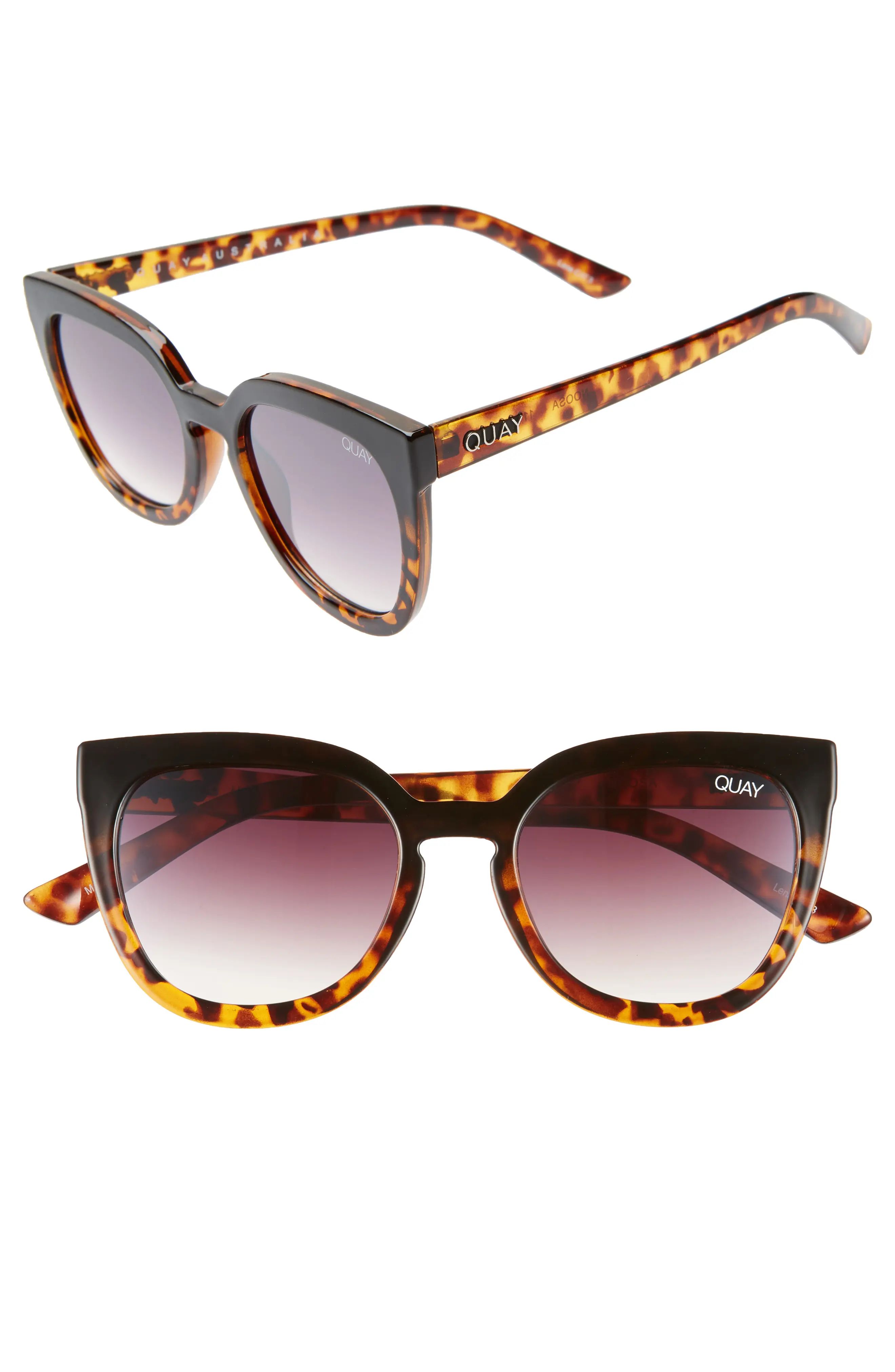 Women's Quay Australia Noosa 55mm Cat Eye Sunglasses - Black To Tort / Brown Fade | Nordstrom