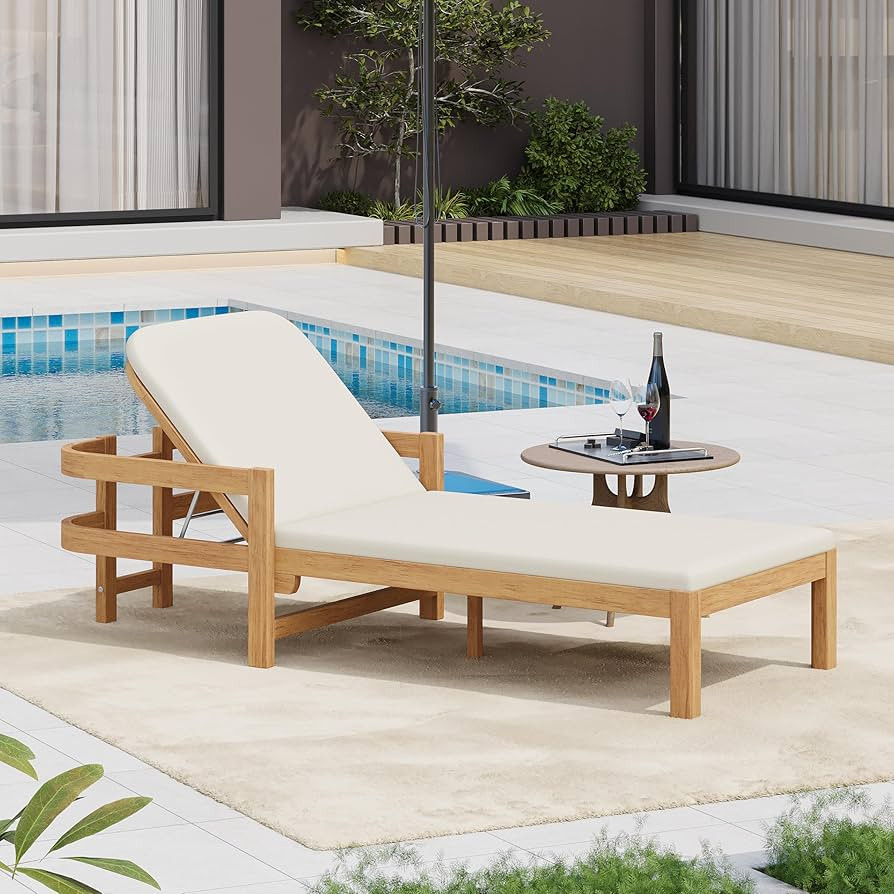 Christopher Knight Home Kayas Acacia Wood Chaise Lounge with Adjustable Backrest, 77.5" Outdoor S... | Amazon (US)