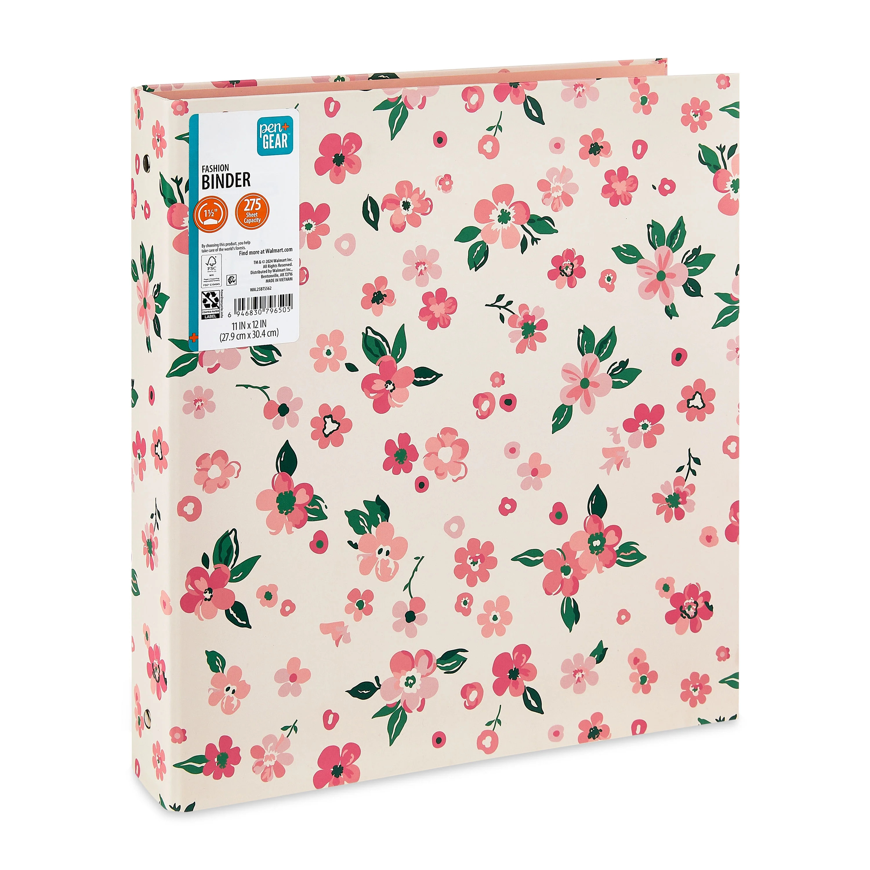 Pen+Gear Fashion 1.5" Round-Ring Binder, Pink Floral | Walmart (US)