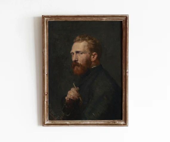 Van Gogh | Vintage Artist Portrait | Oil Painting of a Man | Dark Portrait Art | Digital Download... | Etsy (US)