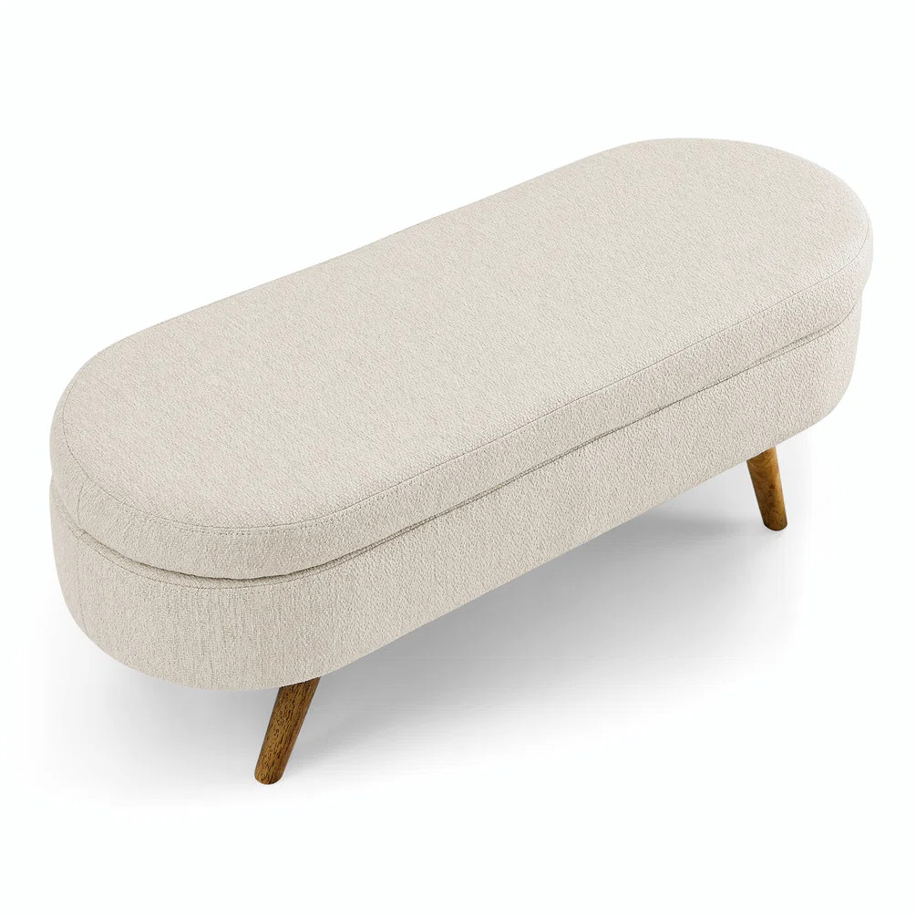 Ottoman Oval Storage Bench with Rubber Wood Legs | Wayfair North America