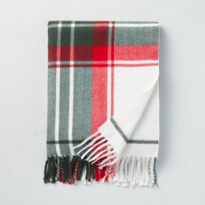 Holiday Plaid Fringe Throw Blanket Red/Green - Hearth &#38; Hand&#8482; with Magnolia | Target