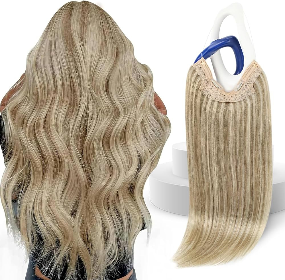 Sunny Hair Wire Hair Extensions Real Human Hair Fish Line Human Hair Extensions Invisible Wire Ex... | Amazon (US)