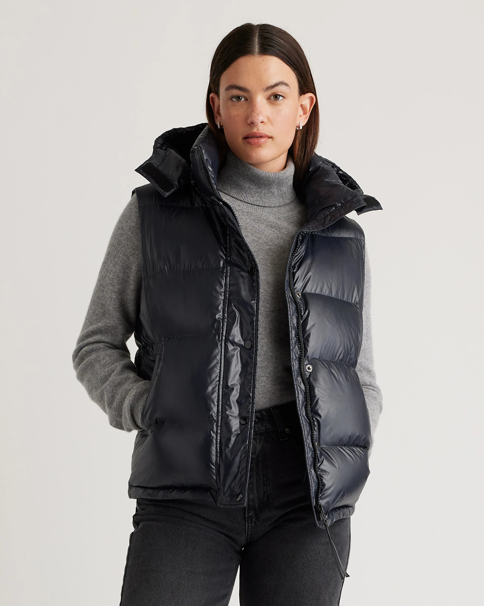 Quince | Women's Responsible Down Puffer Vest in Black, Size XS, Recycled Polyester | Quince