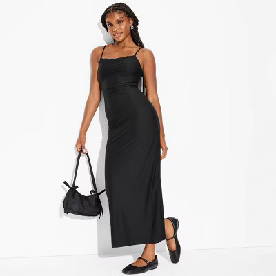 Women's Lace Trim Midi Slip Dress - Wild Fable™ Black L | Target