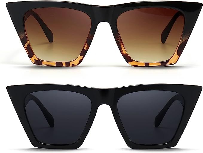 ZORVISION Square Cat Eye Sunglasses Womens Oversized Cateye Sun Glasses Big Trendy Sunnies | Amazon (US)