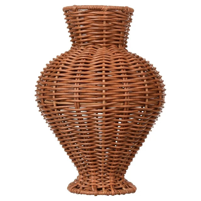 Better Homes & Gardens 10" Brown Woven Faux Rattan Indoor Vase | Walmart (US)