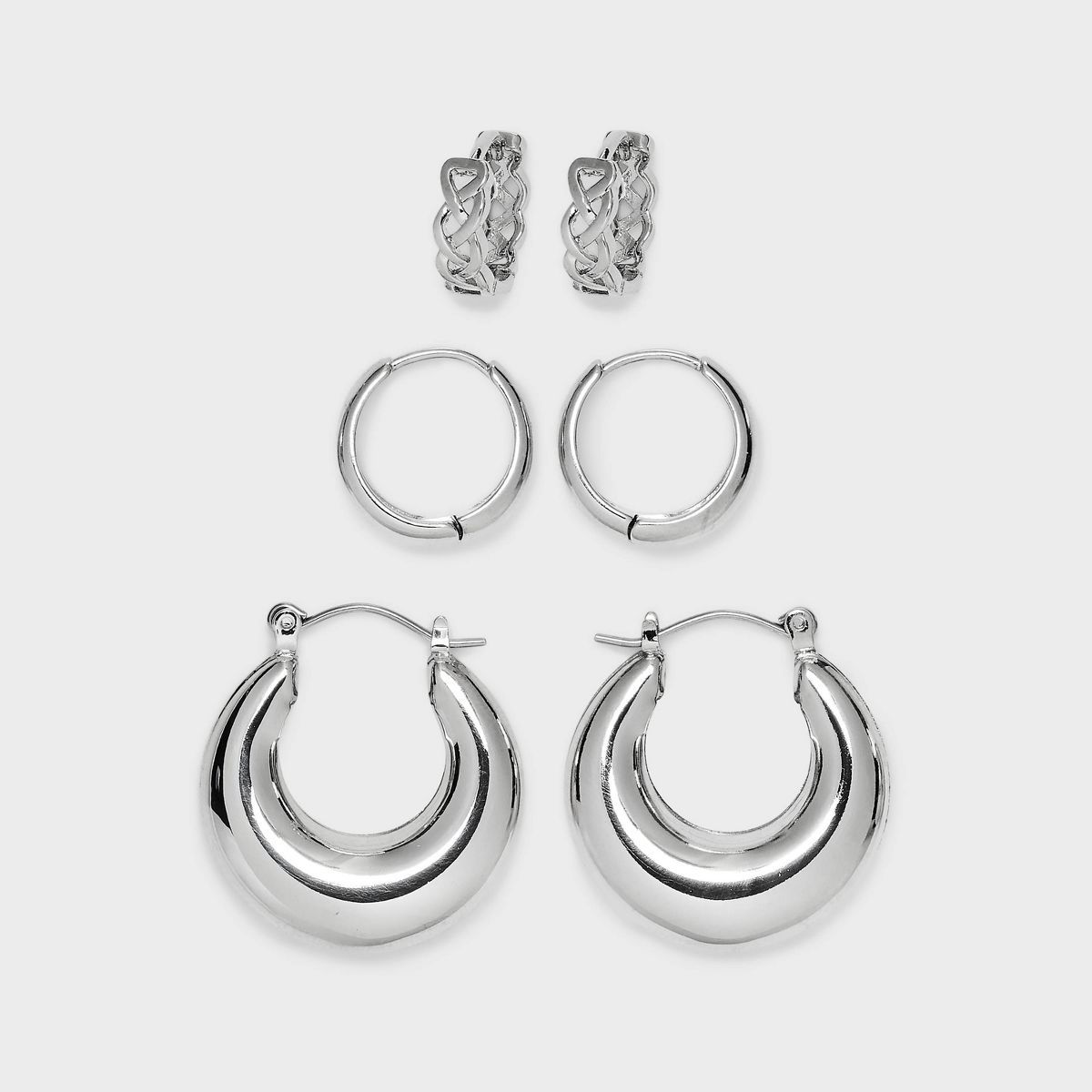 Hoop Earring Set 3pc - Wild Fable™ Silver | Target