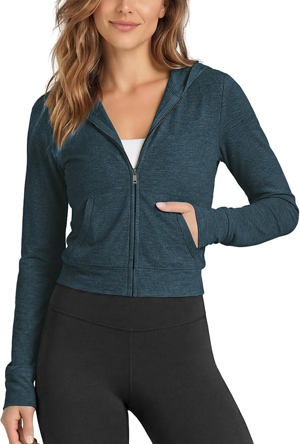 ODODOS Women's Mini Full-Zip Hoodie - odSTRATUM Tech Ultra Soft UPF 50+ Hooded Jacket with Pocket... | Amazon (US)