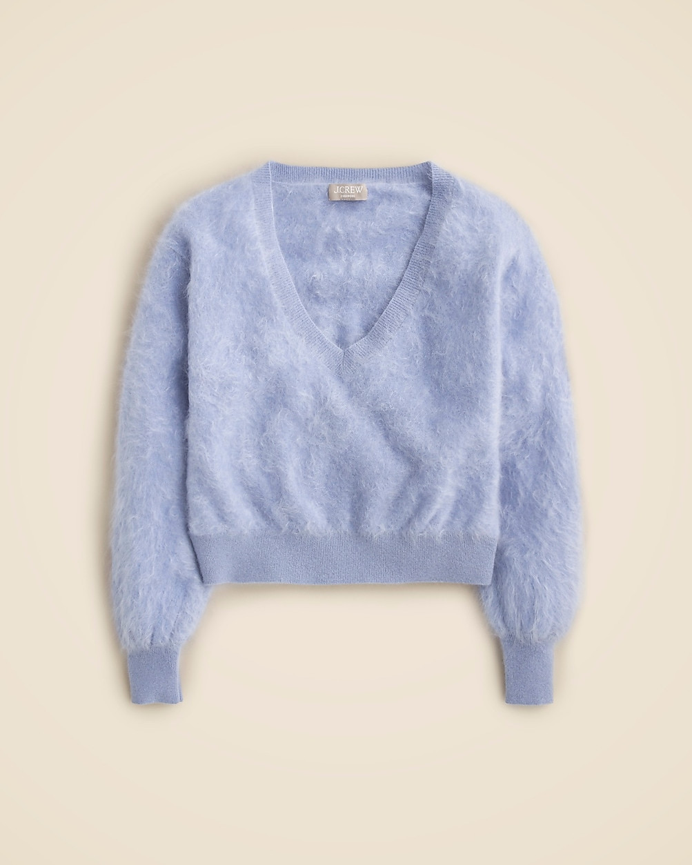 Brushed cashmere cropped V-neck sweater | J. Crew US