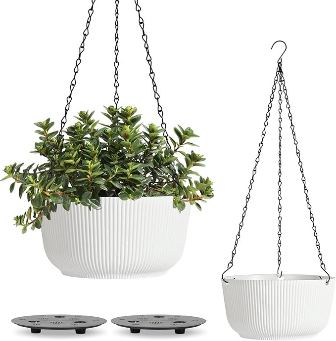 T4U Hanging Planter Self Watering 8 Inch, 2 Pack White Indoor Outdoor Hanging Plant pots, Hanging... | Amazon (US)