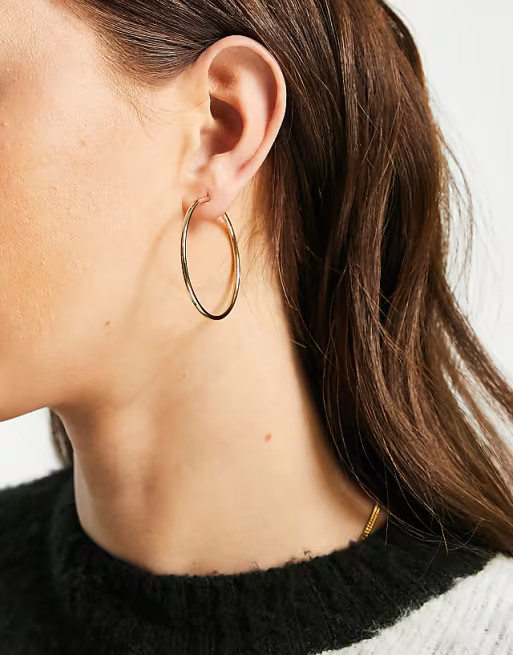 Weekday Grand recycled brass hoop earring in gold | ASOS (Global)