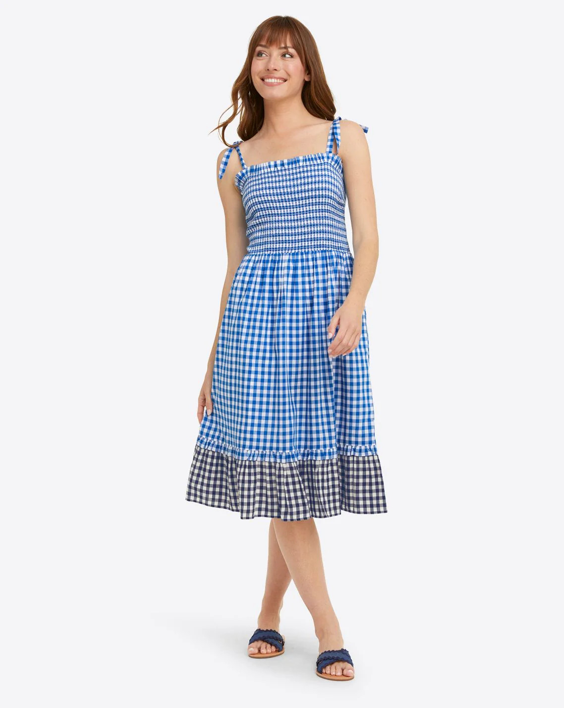 Taylor Smocked Dress in Blue Gingham | Draper James (US)