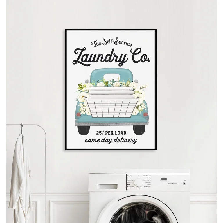 Laundry Wall Decor Art, Laundry Co Delivery Truck Blue, Turquoise Aqua Vintage Farmhouse Laundry ... | Walmart (US)