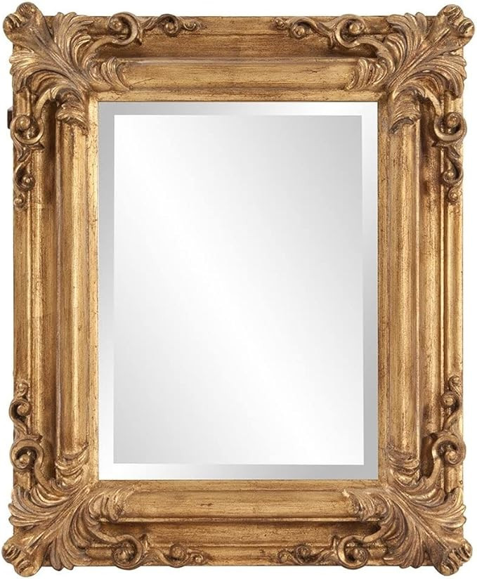 Unknown1 Rectangular Gold Leaf Mirror with Scrolling Flourish 20" W X 2" D 23" H | Amazon (US)