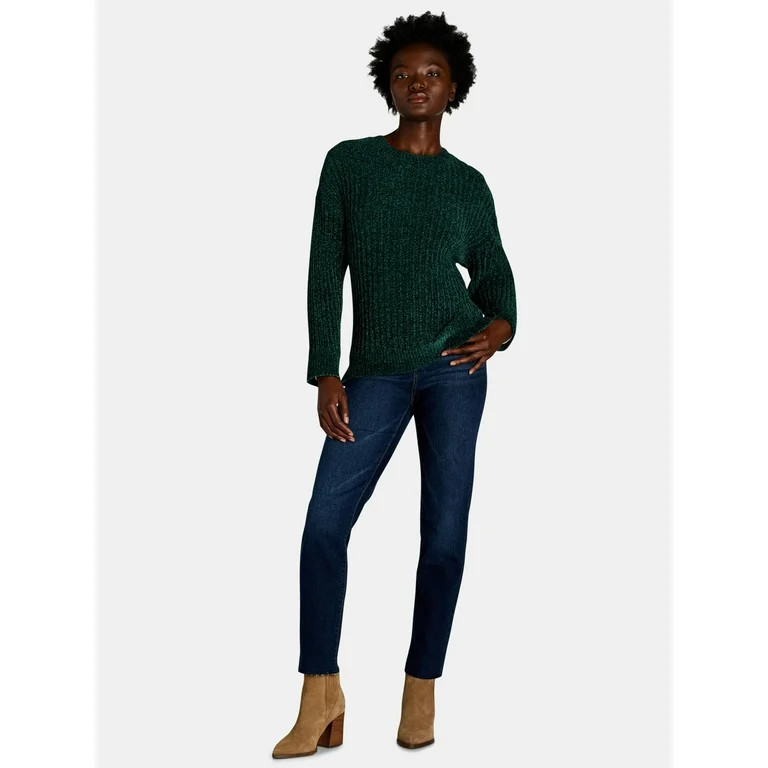 Time and Tru Women's and Women’s Plus Chenille Crewneck Sweater, Midweight, Sizes XS-4X | Walmart (US)