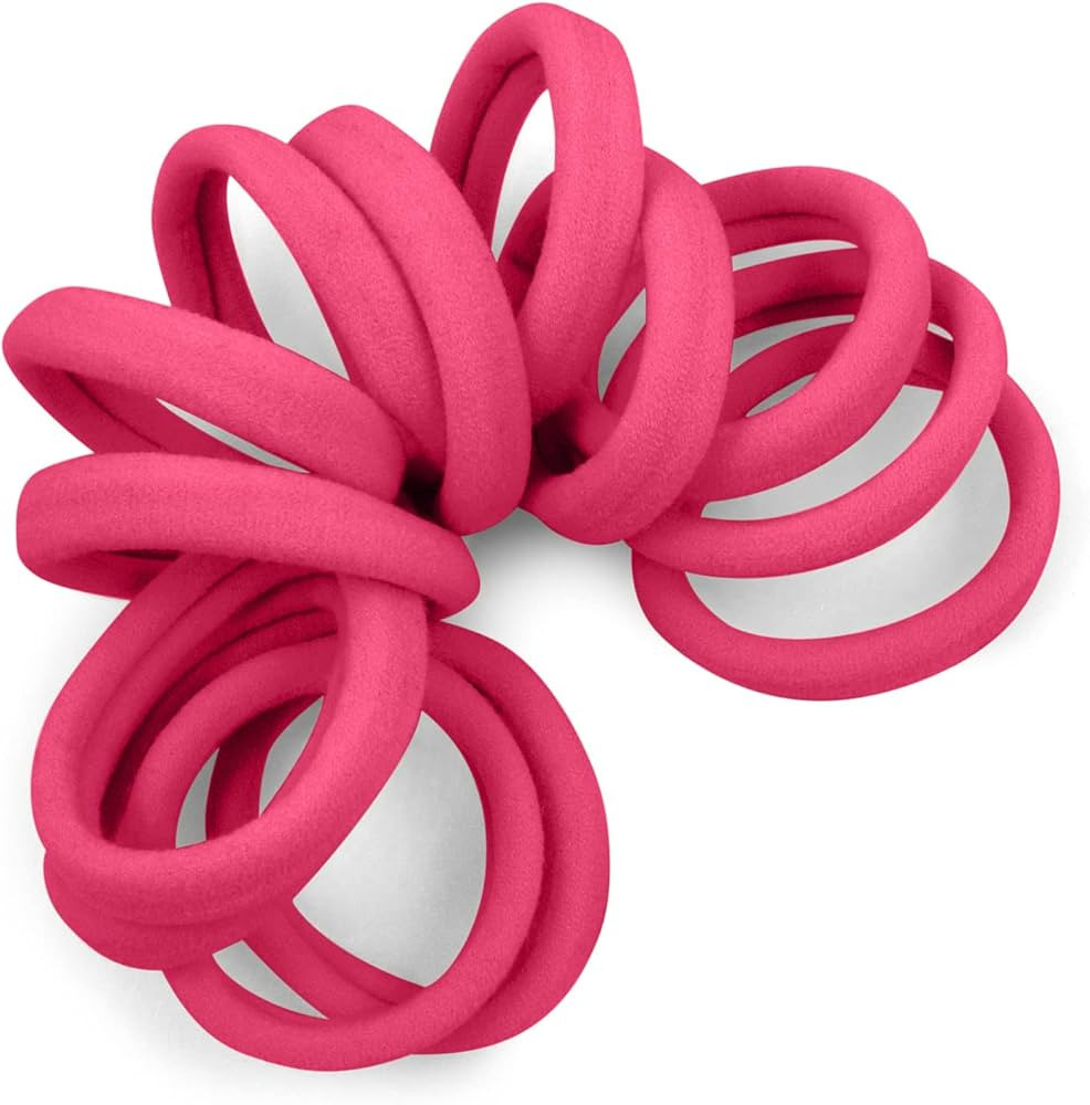 Cyndibands Seamless Hair Ties - Pink - Extra Gentle Soft and Stretchy Nylon Fabric Ponytail Holde... | Amazon (US)