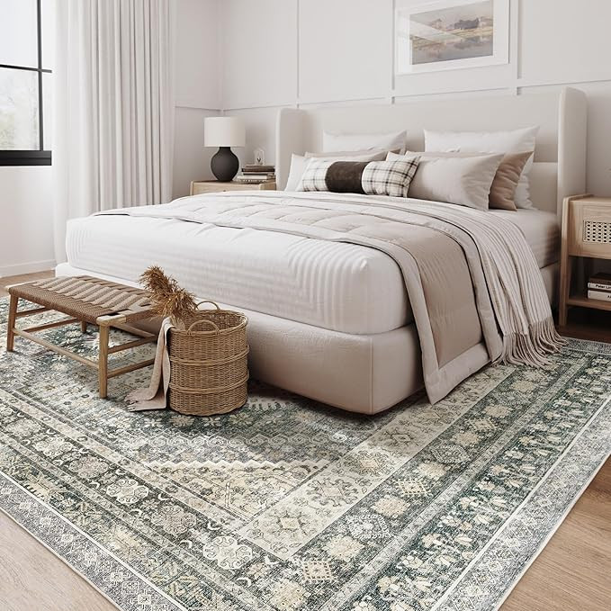 zesthome 8x10 Area Rugs for Living Room,Non-Slip Backing Washable Rugs,Vintage Large Area Rug，S... | Amazon (US)