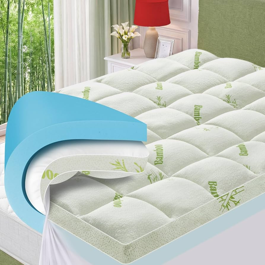 GRUSIGN Queen Memory Foam Mattress Topper, 4 Inch Dual Layer Gel Foam Mattress Pad with Soft Pill... | Amazon (US)