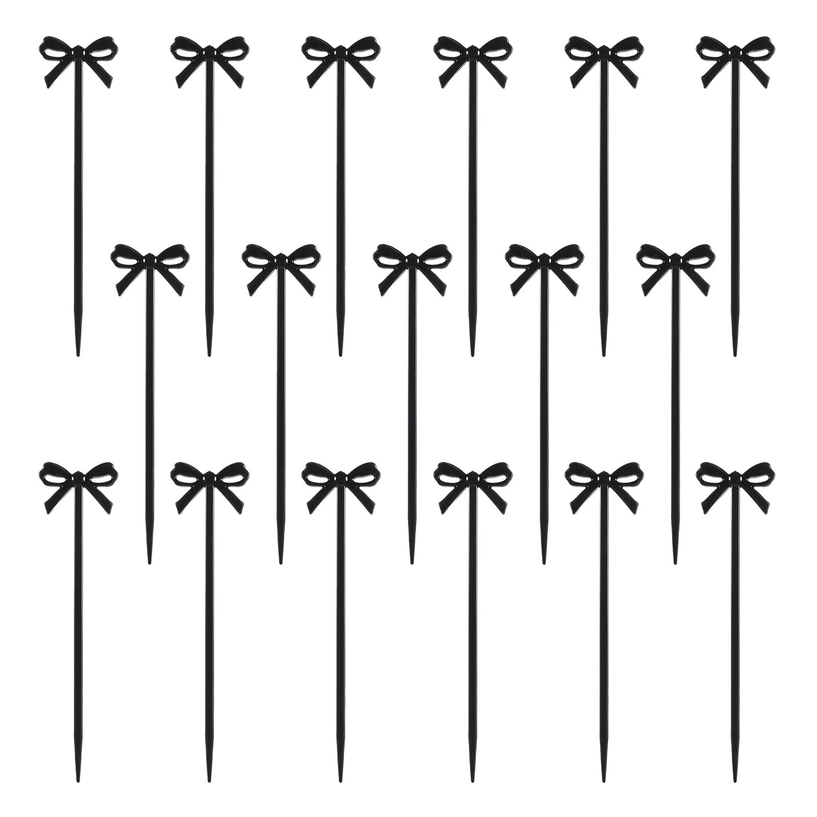 Black Cocktail Picks, 60 Pcs Black Bow Decor Fruit Fork Bow Drink Stirrers Black Bow Cupcake Toppers Bow Design Party Food Sticks Dessert Picks Decorative Skewers for Appetizers Drinks Party Fruit | Amazon (US)