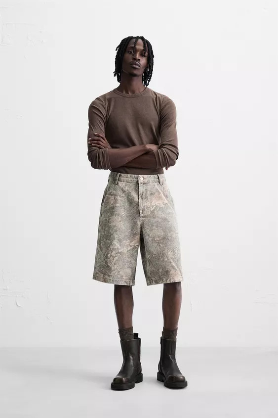 ABSTRACT PRINT RELAXED FIT BERMUDA SHORTS | Zara US