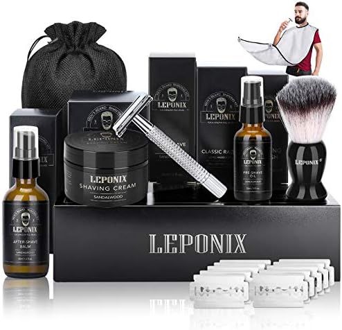 Shaving Kit for Men, Include Safety Razor, Sandalwood Shaving Cream, Mens aftershave, Pre Shave Oil, | Amazon (US)