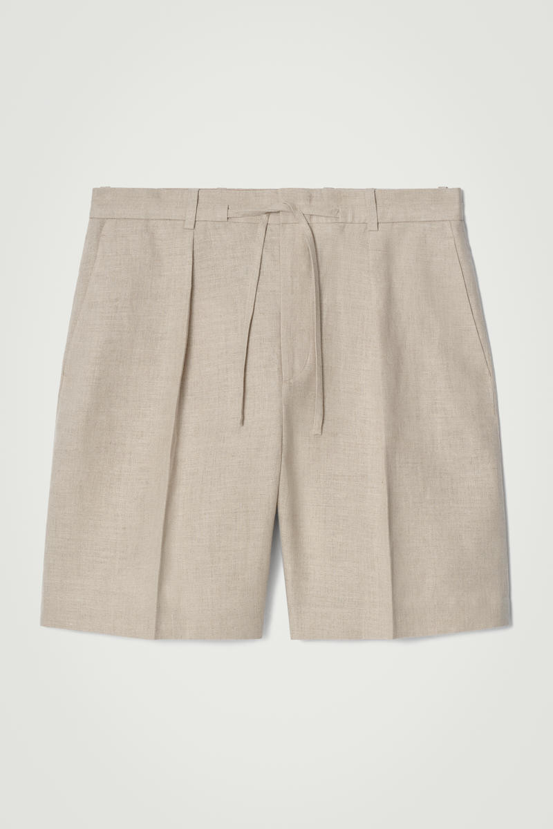 Tailored Drawstring Linen Shorts in Beige | COS UK