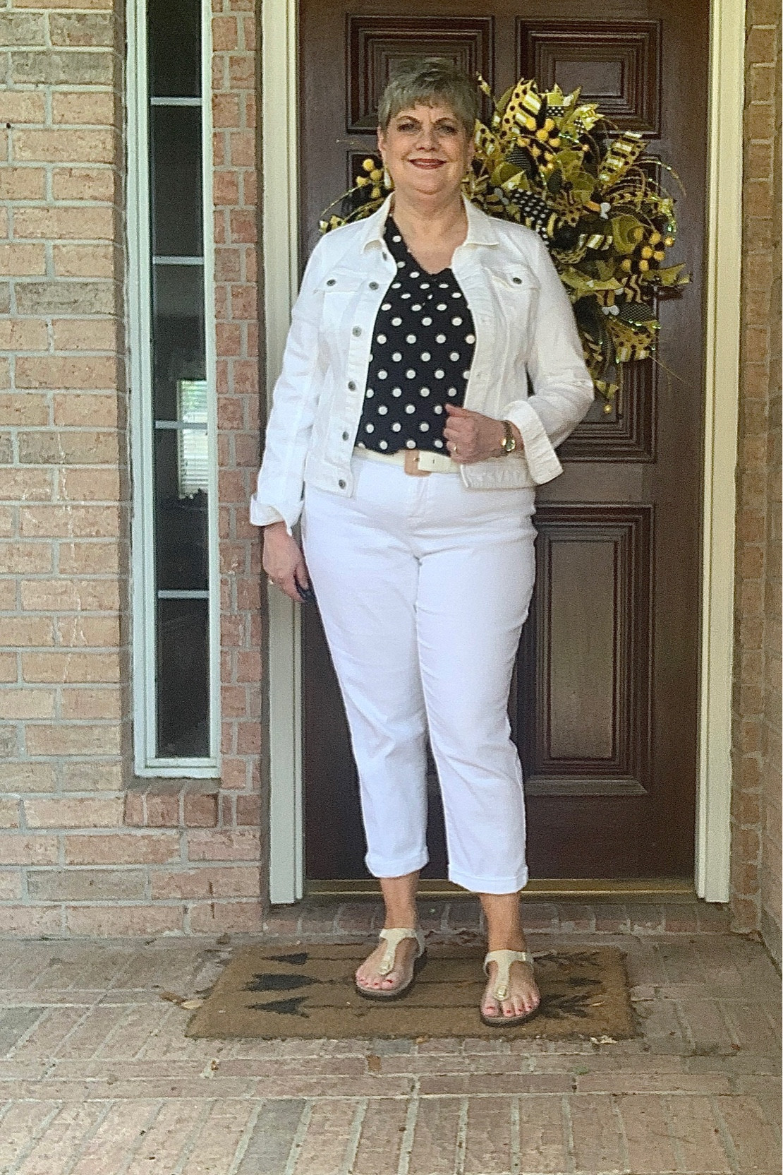 Classic summer look! Black & white with metallic sandals.

#summer #casual #fashioniver50

#LTKcurves