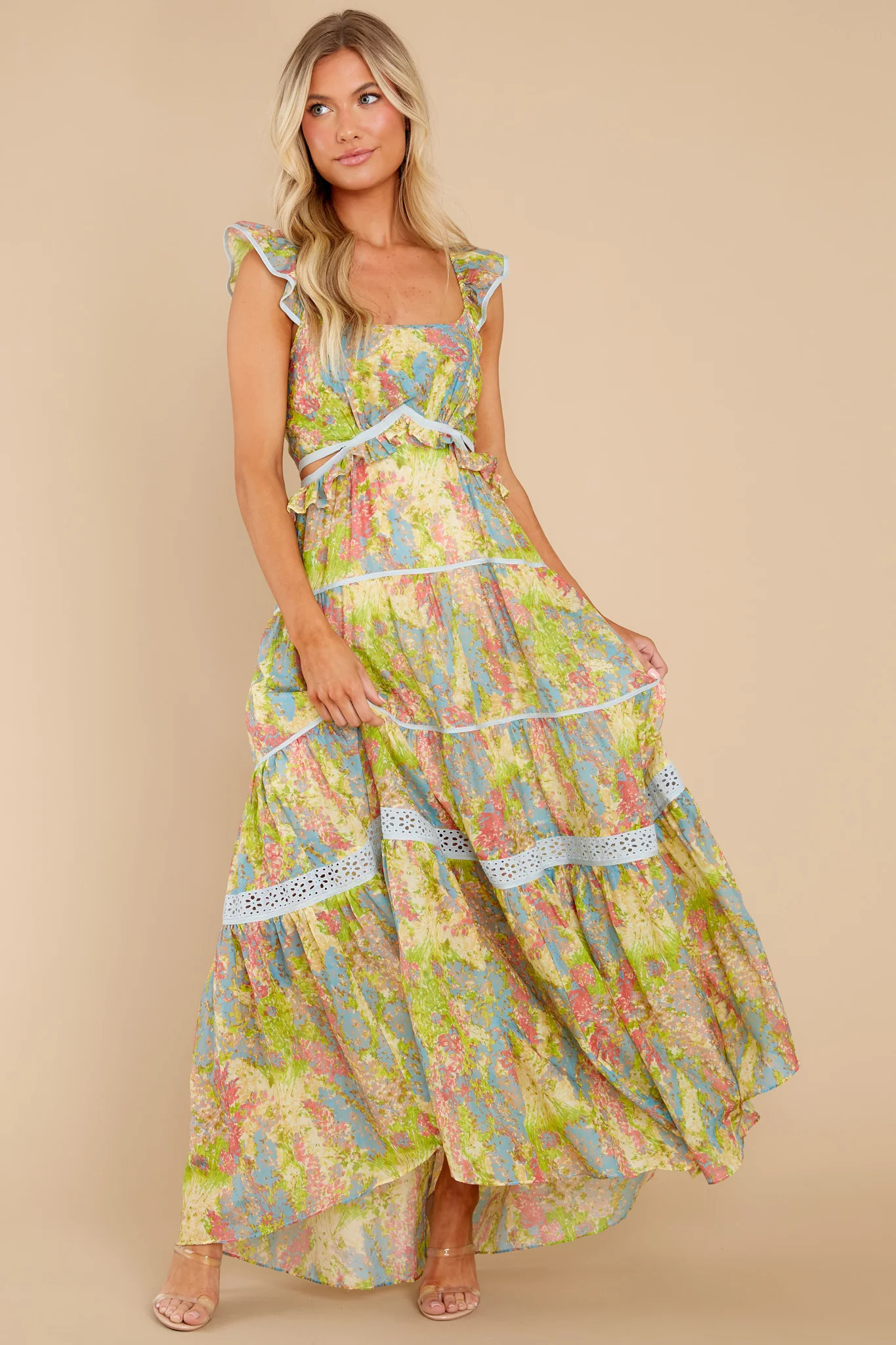 Madsen Pastel Fields Maxi Dress | Red Dress 