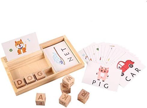 Joqutoys Wooden Spelling Games for Kids, Matching Letter Game with 30 PCs Flashcards, Montessori ... | Amazon (US)