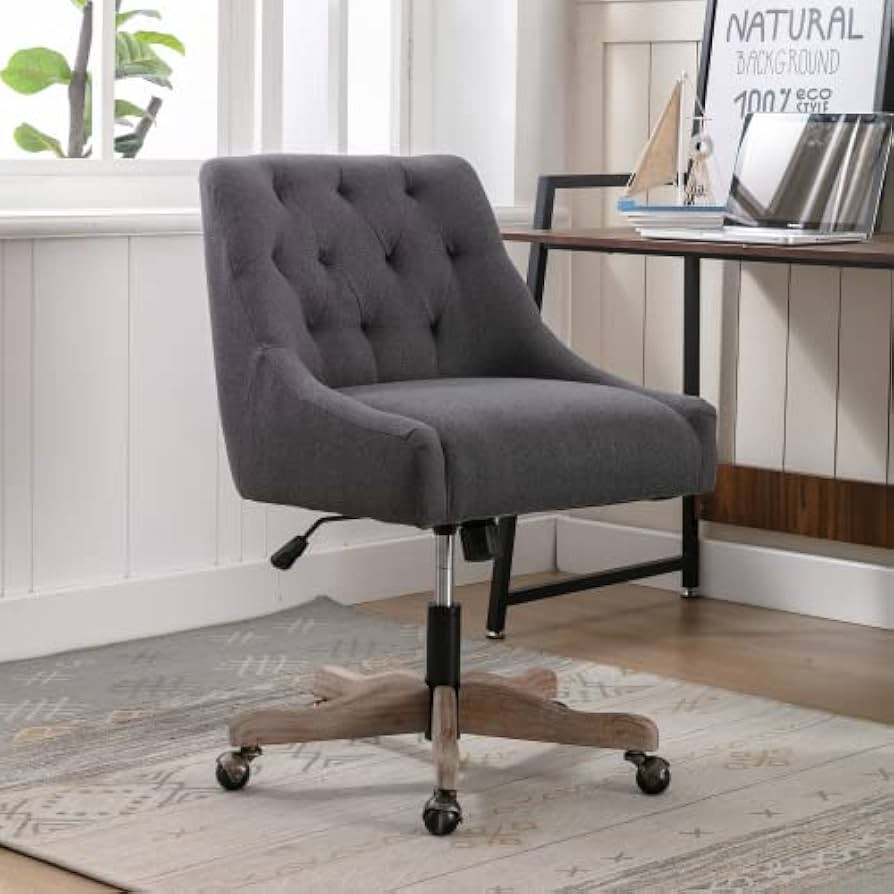 Swivel Home Office Chair, Modern Fabric Upholstered Tufted Accent Computer Desk Chair with Ergono... | Amazon (US)