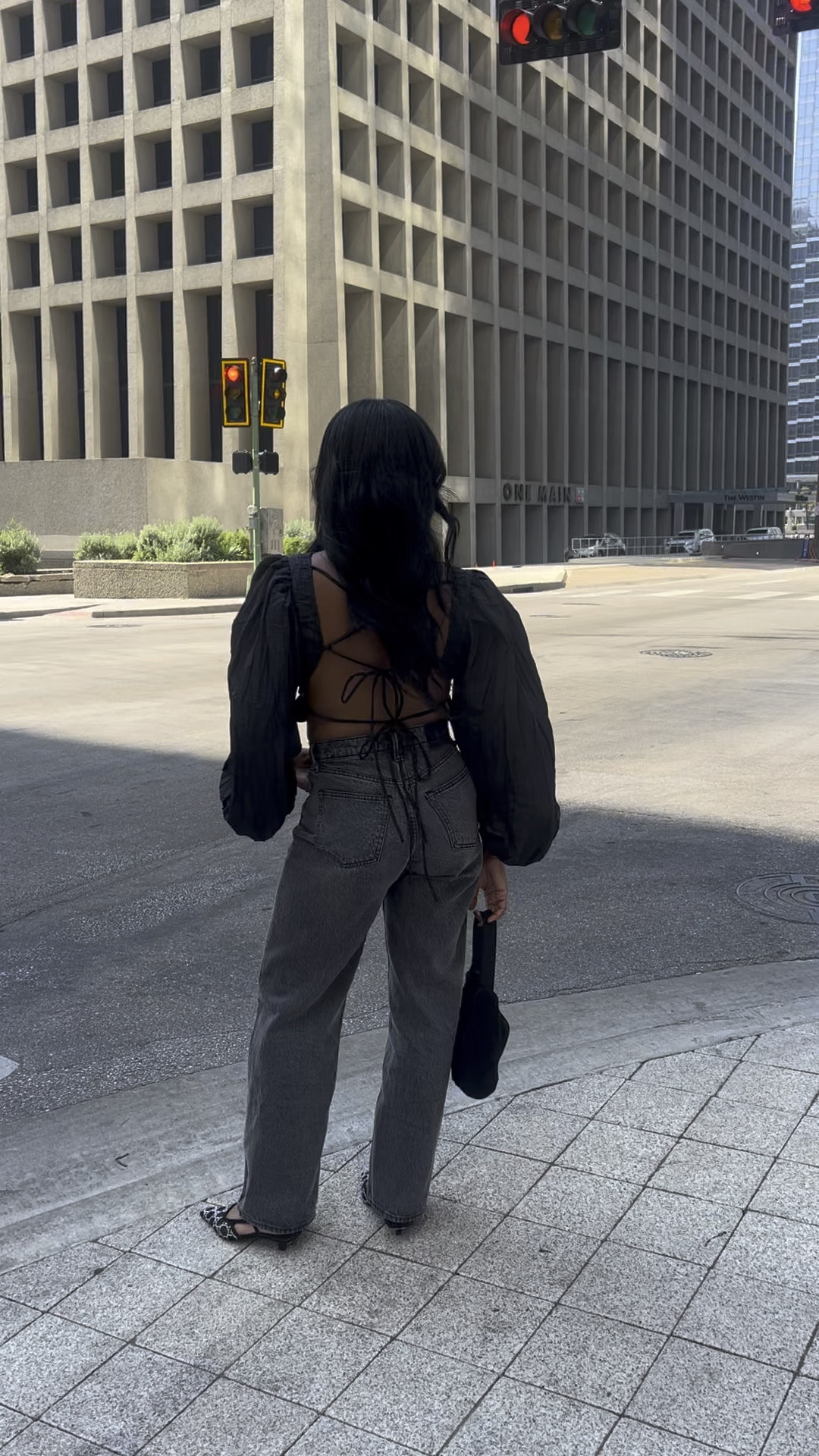 Black Backless crop top, grey loose fit jeans (wearing 24 short), sparkly Gucci loafers 

#LTKstyletip #LTKCon #LTKshoecrush